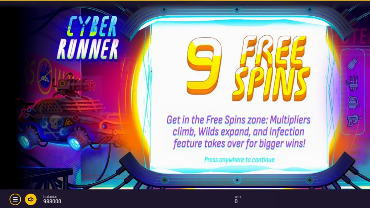 Tampilan visual neon futuristik dari slot Cyber Runner