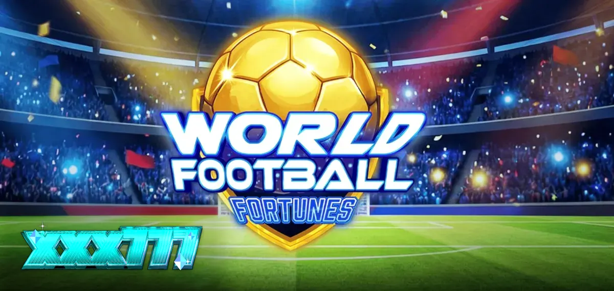 Tampilan visual slot World Football Fortunes dengan latar belakang stadion yang megah